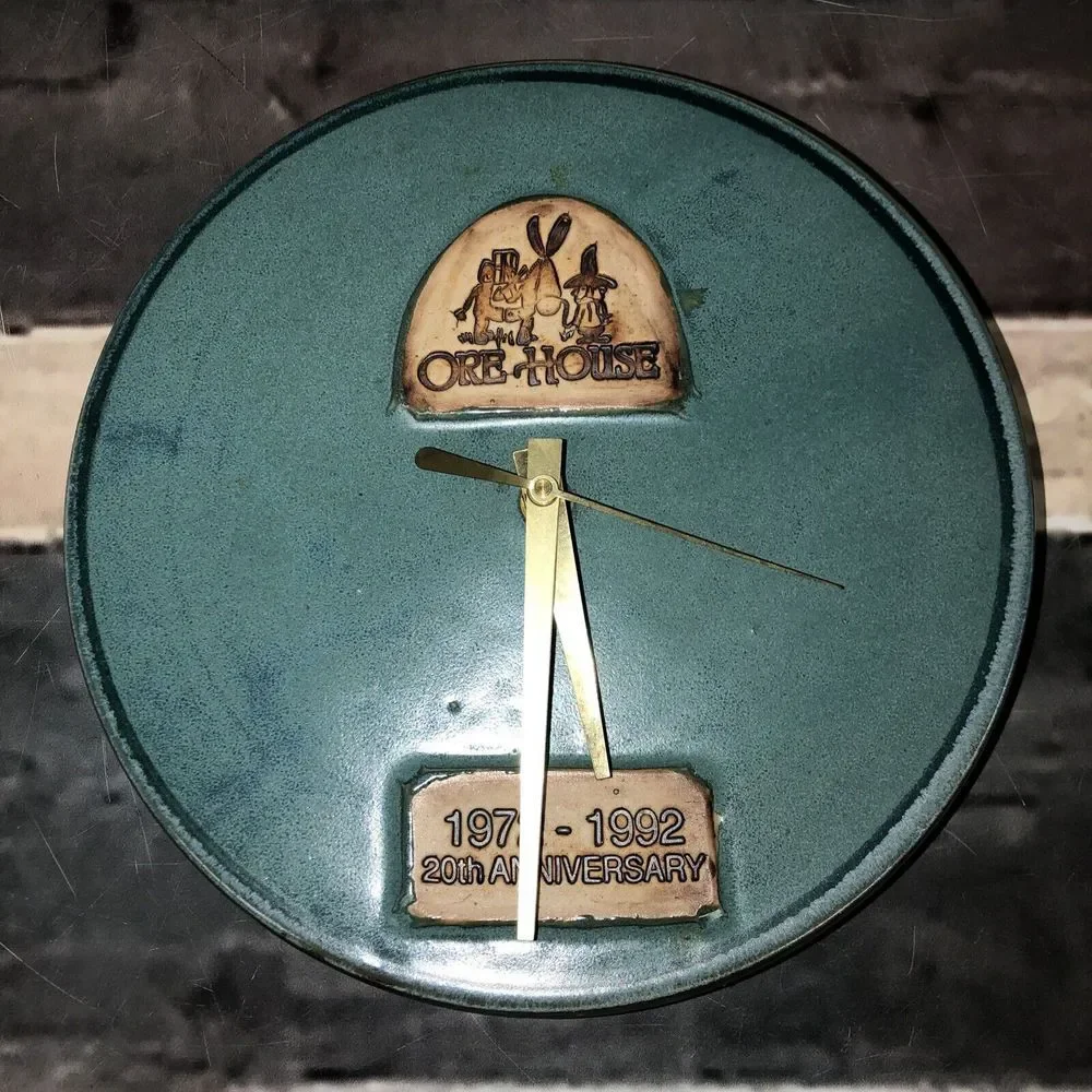 Vtg Ore-House 20th Anniversary Pottery Clock Hand Painted Quartz Made Usa‎ RARE